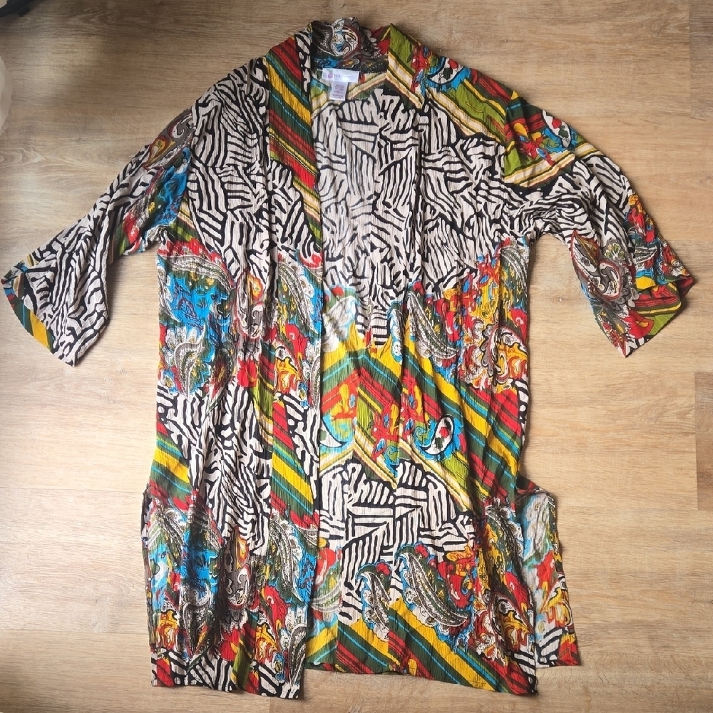 NWOT PINK PINEAPPLE Patterned Kimono-styleย Cardigan Sz 1XL